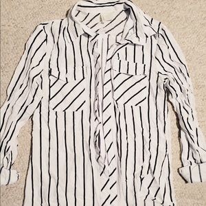 Loose, button-down striped blouse